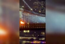 Photo of Пожар произошел на Бруклинском мосту из-за салютов по случаю Дня независимости США